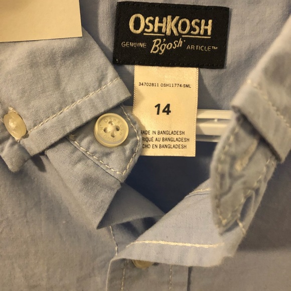 OshKosh long sleeve button down shirt boys 14 NWT - Picture 3 of 7